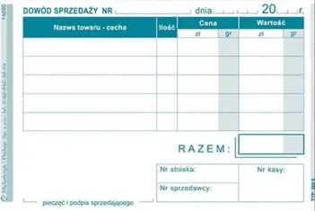 Druk akcydensowy Dowód sprzedaży-paragonu A7 dla konsumenta