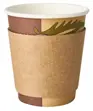 Owijka termiczna do kubka papierowego 300-400ml kolor kraft z motywem liścia, opakowanie 100 szt.