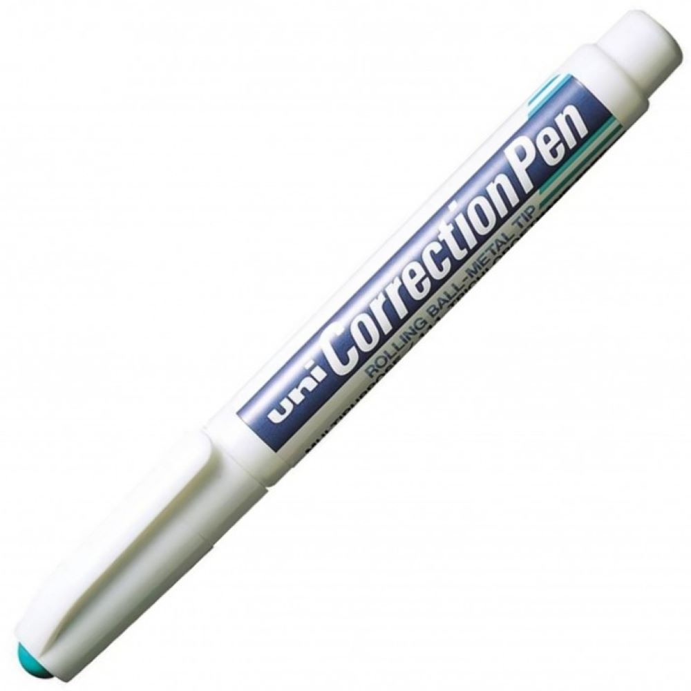 Korektor Uni Correction Pen w długopisie z metalową kulką, pojemność 12ml.