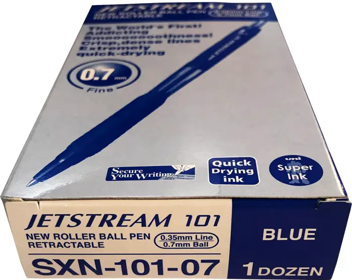 Długopis kulkowy Jetstream Uni SXN-101 niebieski 0,7 mm z szybkoschnącym tuszem w opakowaniu