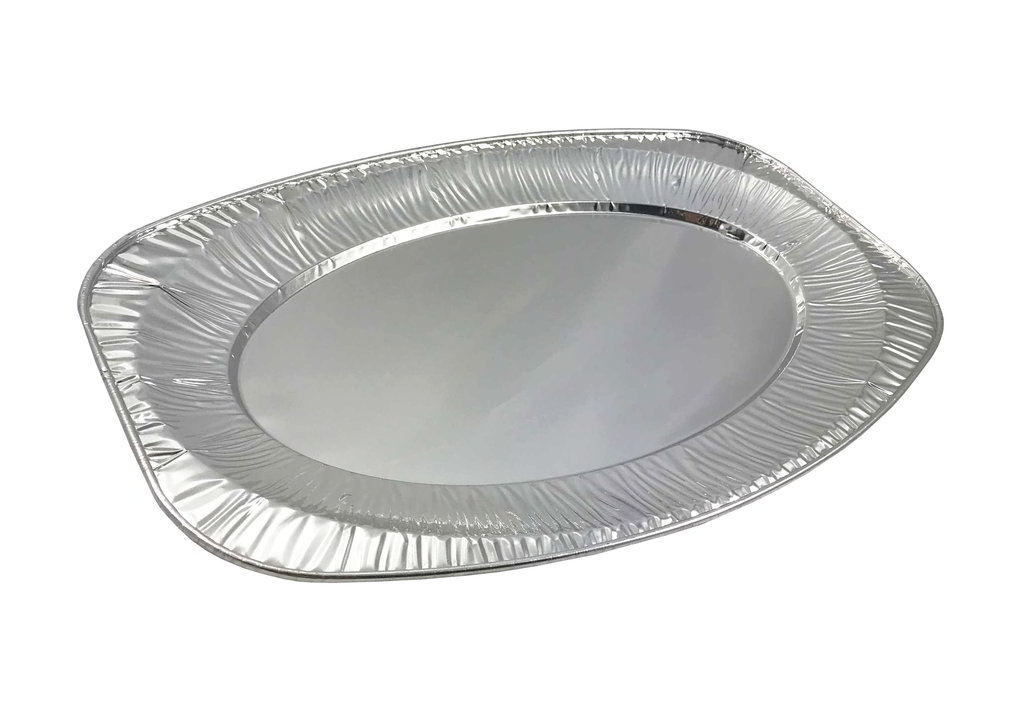 Patera aluminiowa mała owalna 33,4x23,4 cm, srebrna, do podawania potraw