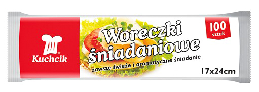 Woreczki śniadaniowe 17/24 100szt Woreczki śniadaniowe 17x24 cm Kuchcik opakowanie 100 sztuk