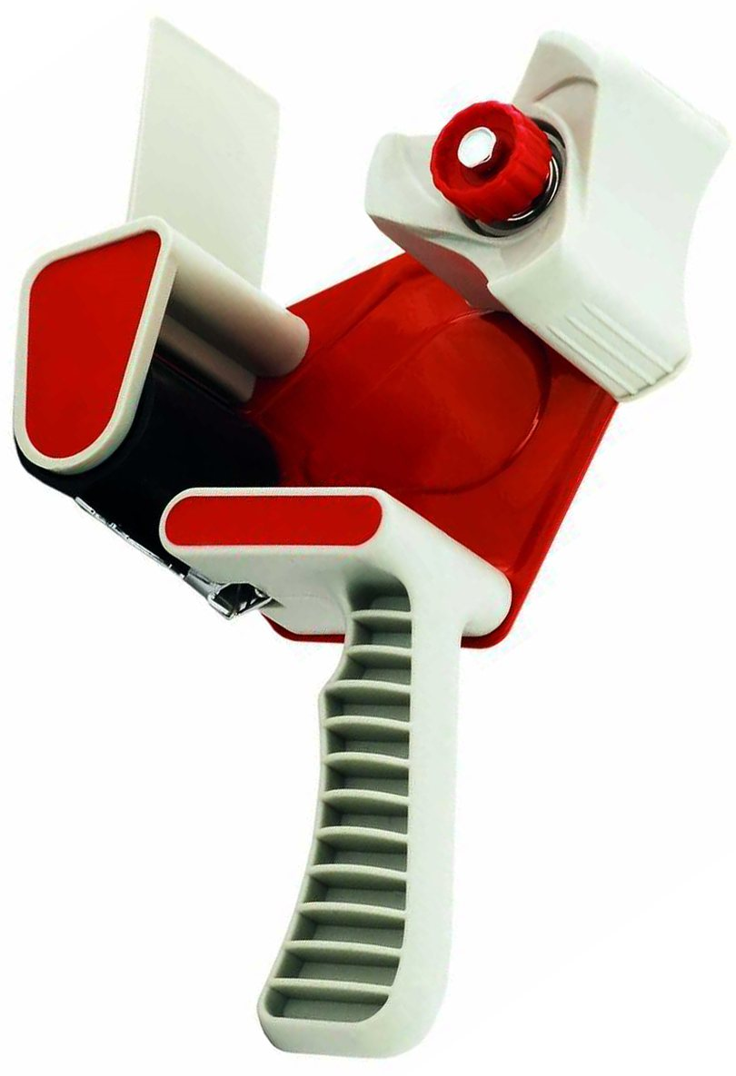 Oklejarka uchwyt do taśmy PACKER H11 Bardzo pomocna przy oklejaniu kartonów taśmą pakową. Wyposażona w regulację naciągu taśmy oraz hamulec. Posiada sprężynującą prowadnicę i ergonomiczny uchwyt. Cechuje się solidną konstrukcją. Wygodna i poręczna w użyciu.