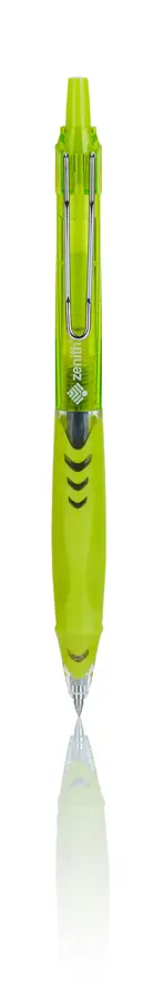 Długopis żelowy Zenith ZX Speed zielony z ergonomicznym uchwytem i metalowym końcem.