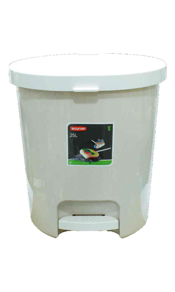 Kosz z pedałem 25L CURVER Praktyczny kosz na śmieci, zapewniający czystość w pomieszczeniu. Doskonale sprawdzi się w łazience, biurze jak i kuchni. Wykonany z wysokiej jakości tworzywa sztucznego. Zbiornik na śmieci, otwiera się nogą za pomocą specjalnego pedału. Pojemność: 25L.