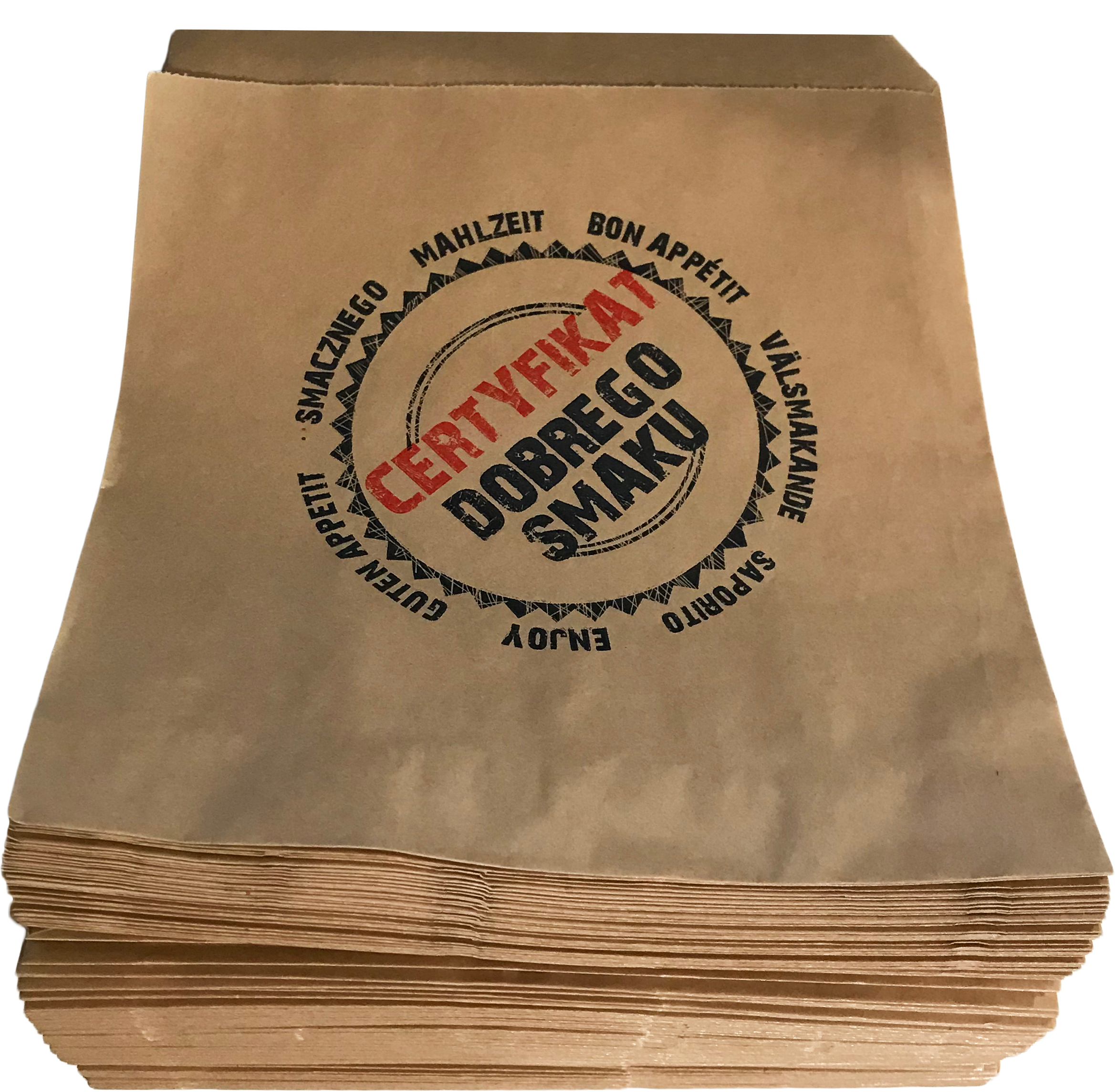 Opakowanie papierowe do kebaba 16x17 cm z nadrukiem Certyfikat Dobrego Smaku, paczka 250 sztuk.