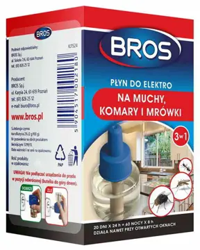 Elektrofumigator z płynem o szerokim spektrum działania, do zwalczania much, mrówek i komarów. Zabazpiecza wnętrze do 15 dni przez 24h na dobę. Jest skuteczny również przy otwartch oknach i włączonym świetle. ZAPAS.

