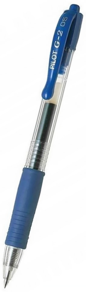 Długopis PILOT G2-07 Żelowy NiebieskiNiebieski Klasyczny długopis żelowy w przezroczystej obudowie z szybkoschnącym tuszem na bazie oleju. Długość lini pisania: 1700m. Grubość lini pisania: 0,70mm. Kolor tuszu: niebieski