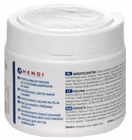 Z dodatkiem aktywnego tlenu do usuwania garbników oraz osadów kawowych w ekspresach do kawy. Czyści porcelanę oraz wewnętrzne powierzchnie termosów z osadów po kawie i herbacie.

Waga: 500 g