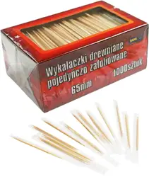 Wykałaczki drewniane higieniczne 1000szt pojedyńczo zafoliowane