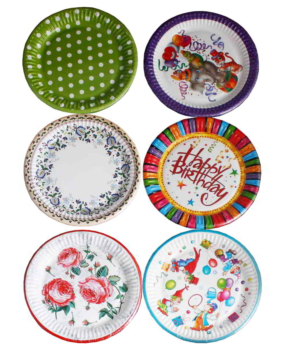 Talerzyki papierowe 18cm do kolorowych designs dla dzieci, zestaw 6 wzorów w opakowaniu 8 sztuk