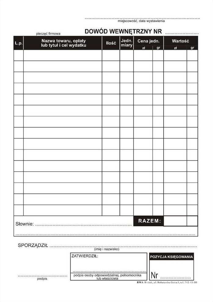 Druki akcydensowe przeznaczone do wypełniania, wykorzystywane w czynnościach urzędowych, handlowych. Niezbędne w funkcjonowaniu firm, urzędów i innych jednostek zgodnie z obowiązującymi normami prawnymi.