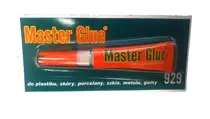 Klej błyskawiczny Master Glue w czerwonym tubie, opakowanie z opisem zastosowań