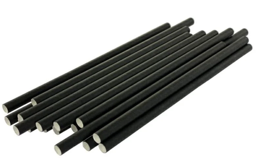 Słomki papierowe czarne krótkie 150mm fi-8mm 200 sztuk GreenFrog