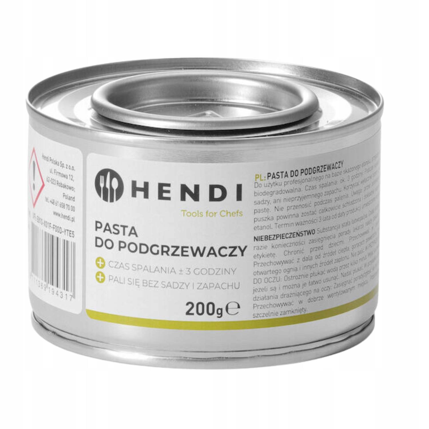 HENDI Pasta do podgrzewaczy 200g w metalowym pojemniku z otwartym wkładem