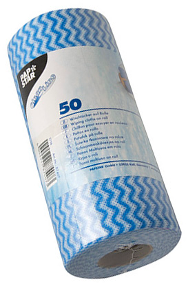 Ścierka Uniwersalna na rolce 50 szt tkaninowa 17,5m/18cm PAPSTAR Praktyczne ściereczki na rolce: do mycia i polerowania; miękkie, delikatne; bardzo chłonne. Wycierają na sucho, czyszczą na mokro. Opakowanie zawiera: 50szt.