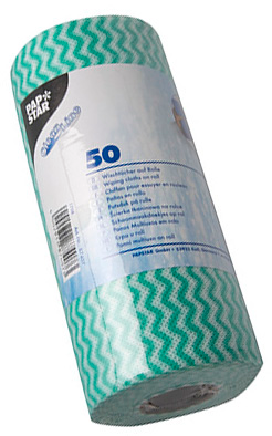 Ścierka Uniwersalna na rolce 50 szt tkaninowa 17,5m/18cm PAPSTAR Praktyczne ściereczki na rolce: do mycia i polerowania; miękkie, delikatne; bardzo chłonne. Wycierają na sucho, czyszczą na mokro. Opakowanie zawiera: 50szt.