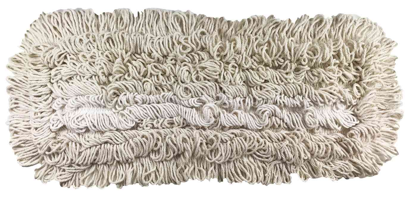 Mop płaski bawełniany 40 cm z kieszenią do systemu dwuuchwytowego, białe włokna.