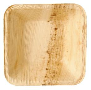 Taczka kwadratowa z liścia palmowego 10x10x3cm, beżowa, biodegradowalna, 25 sztuk