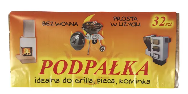 Podpałka do grilla, w postaci białej tabliczki, podzielona na 32 kosteczki. Rozpałka przeznaczona do rozpalania pieca, kominka czy grilla. Charakteryzuje się wysoką jakością i dlugim czasem spalania. Łatwo się rozdziela na pojedyncze kostki oraz łatwo ...