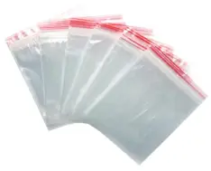 Torebki strunowe 14x15 cm przezroczyste z czerwonym paskiem, opakowanie 100 szt.