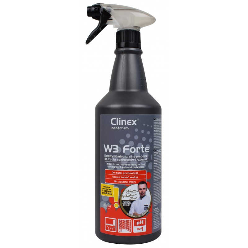 Clinex W3 Forte preparat do mycia łazienek 1L w butelce ze spryskiwaczem
