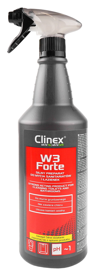 Clinex W3 Forte preparat do mycia łazienek 1L w butelce ze spryskiwaczem