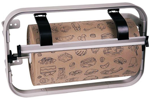 Odrywacz do papieru pakowego max 50cm z metalową ramą i czarnymi uchwytami do montażu pod blat