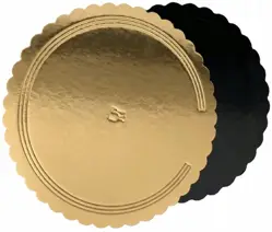 Podkładka do tortów karbowana złota/czarna fi 32 cm 1 szt 2400g