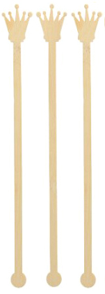 Mieszadełko drewniane 20cm w kształcie korony, opakowanie 100 sztuk