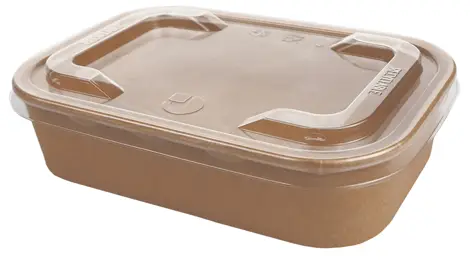 Miska papierowa Kraft PROSTOKĄTNA 500ml 50szt 115x165x40mm Miska papierowa Kraft prostokątna 500ml brązowa z przezroczystą pokrywką, opakowanie 50 sztuk.