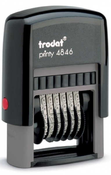 Numerator 6 cyfr wysokość 4mm / 4846 Numerator samotuszujący Trodat w eleganckiej obudowie. Przydatny w każdym biurze do stemplowania korespondencji firmowej, potwierdzenia odbioru gotówki, dostawy towaru itp.
Datownik dostępny w wersji ISO oraz polskiej.
Wysokość cyfr/liter: 4mm, numer...