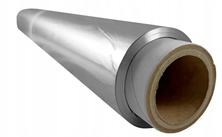 Folia aluminiowa 44 cm szerokości, 75 m długości, grubość 12,5 mikrometra w kartonie z ostrzem