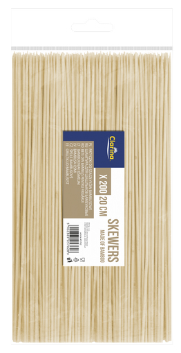 Drewniane patyki do szaszłyka 20 cm, opakowanie 200 sztuk, naturalne drewno.