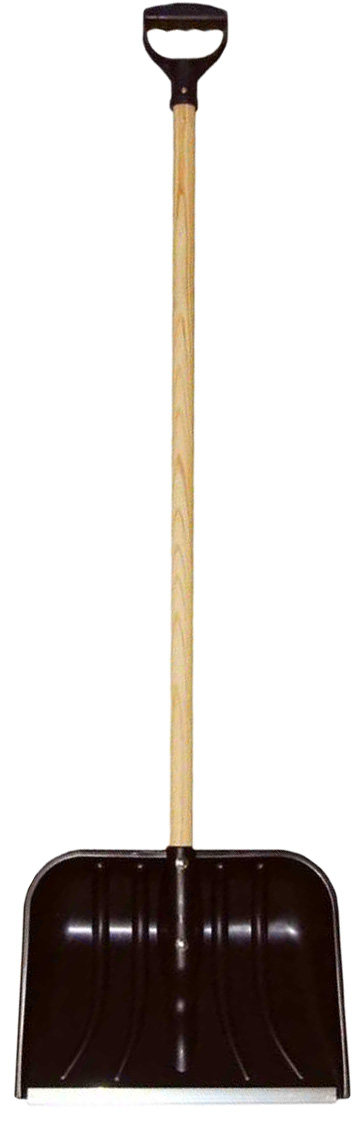 Łopata do śniegu plastikowa 48cm z drewnianym trzonkiem i czarną łopatą