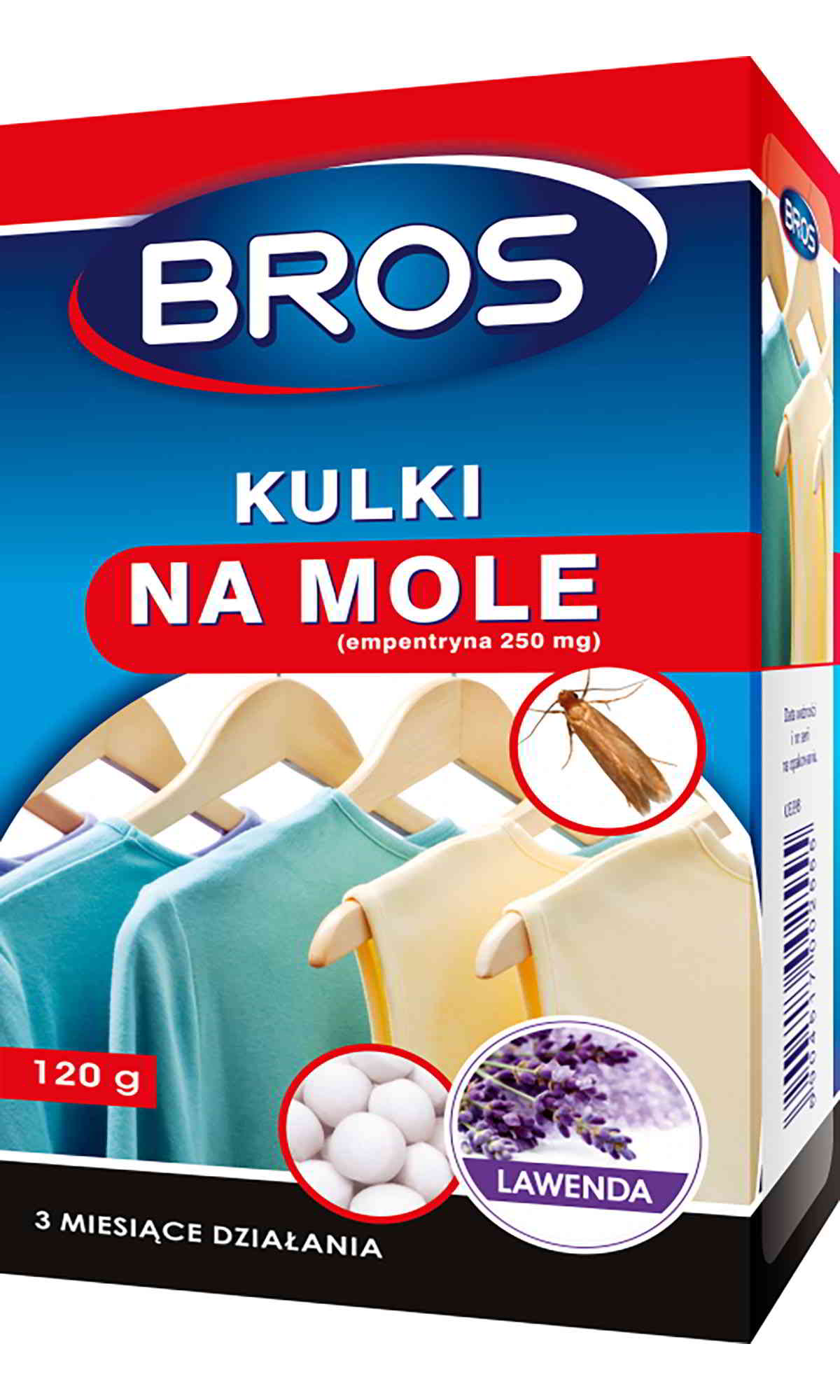 BROS Mole- kulki Lawenda 20szt Preparat skutecznie chroni odzież przed niszczącym działaniem moli. Zachowuje skuteczność do 3 miesiący od otwarcia. Opakowanie zawiera: 20szt.