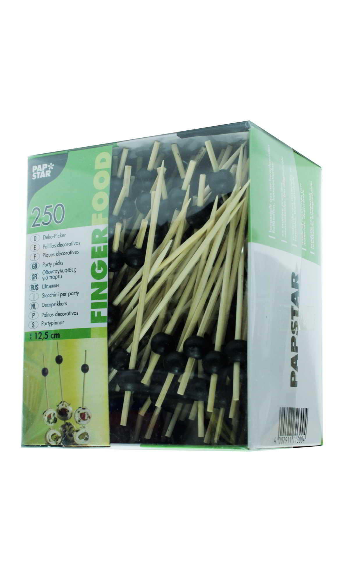 Wykałaczka patyczek czarna perła 250szt12,5 cm FINGERFOOD Wykałaczka czarna perła doskonale pasuje do wszelkiego rodzaju koreczków oraz urozmaici talerz. Długość wykałaczki: 12,5 cm. Opakowanie zawiera: 250 szt.