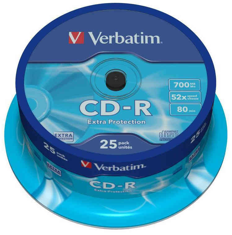 Płyta CDR 700MB VERBATIM Płyta CDR 700MB Verbatim Extra Protection 52x, opakowanie 25 sztuk na szpuli