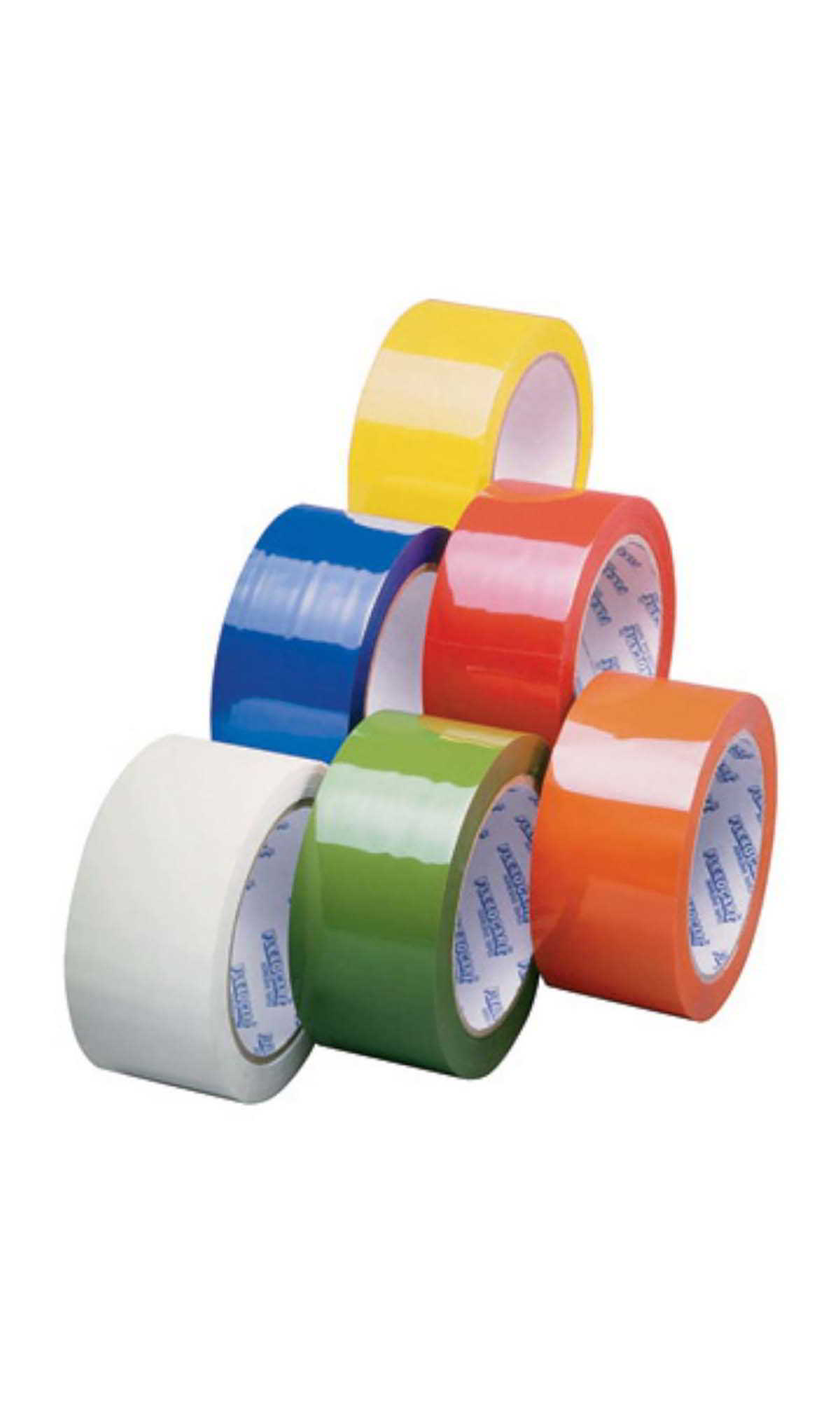Taśma pakowa 48mm x 40m w kolorach: białym, niebieskim, zielonym, czerwonym, pomarańczowym i żółtym.