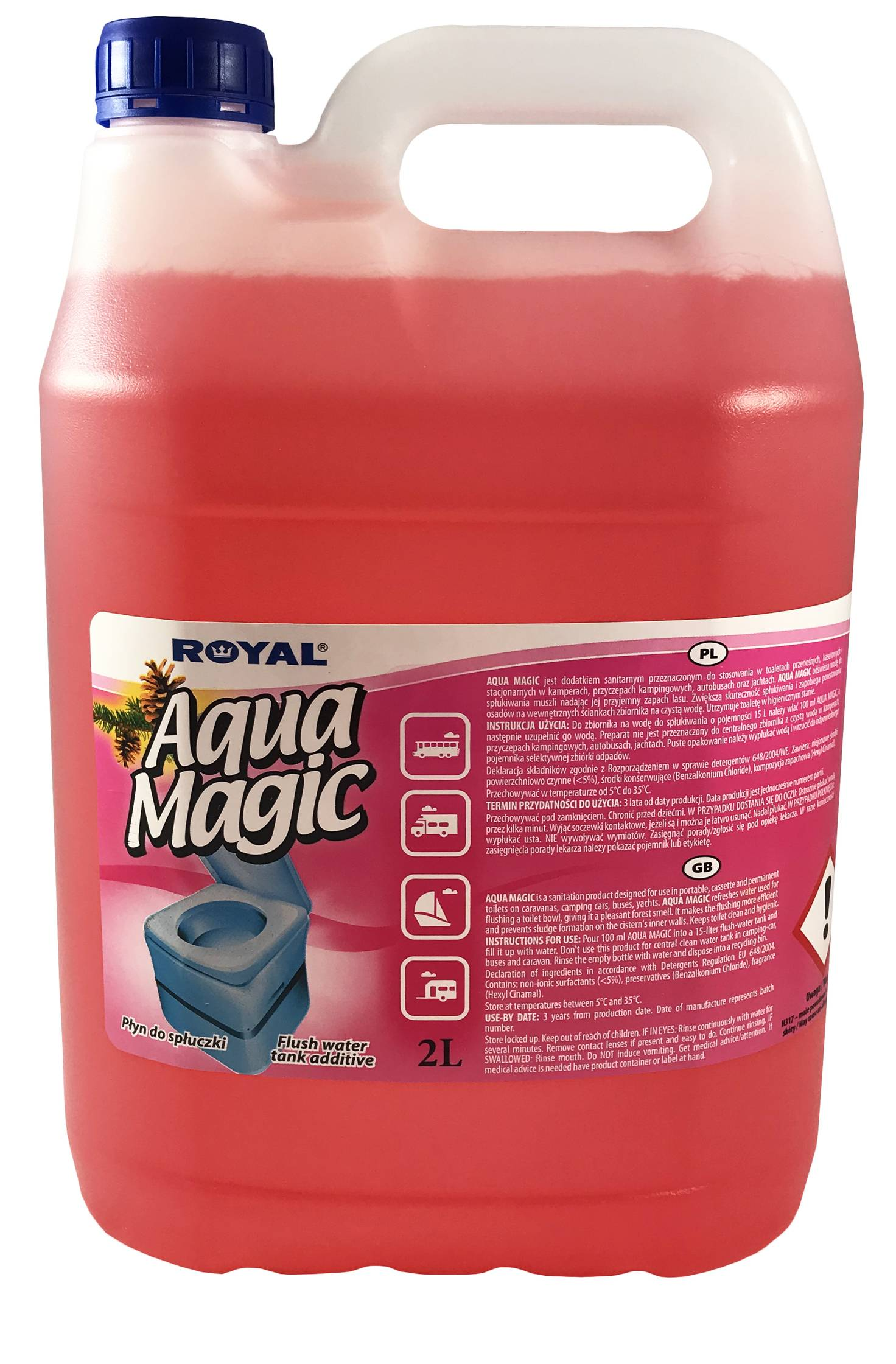 Płyn FLUSH MAGIC 5L do spłuczek toalet turystycznych Płyn do górnego zbiornika spłuczki na czystą wodę, przeznaczony do stosowania w toaletach przenośnych, kasetowych i stacjonarnych w kamperach, autobusach, jachtach oraz samolotach. Środek odświeża wodę nadając jej przyjemny zapach. Zapobiega powstawani...