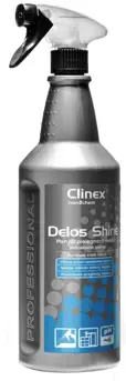 Płyn do pielęgnacji mebli Clinex Delos Shine 1L w srebrnym opakowaniu ze sprayem