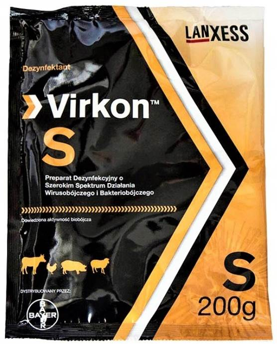 VIRKON S proszek do dezynfekcji 200g w czarno-pomarańczowym opakowaniu