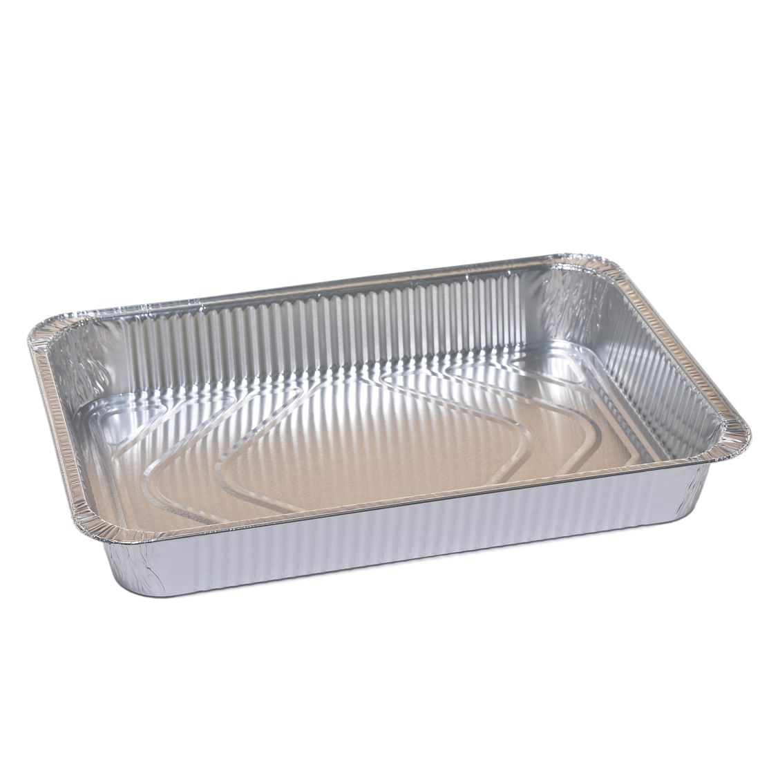 Foremka aluminiowa prostokątna 2250ml do wypieku, srebrna, ze złożonymi brzegami.