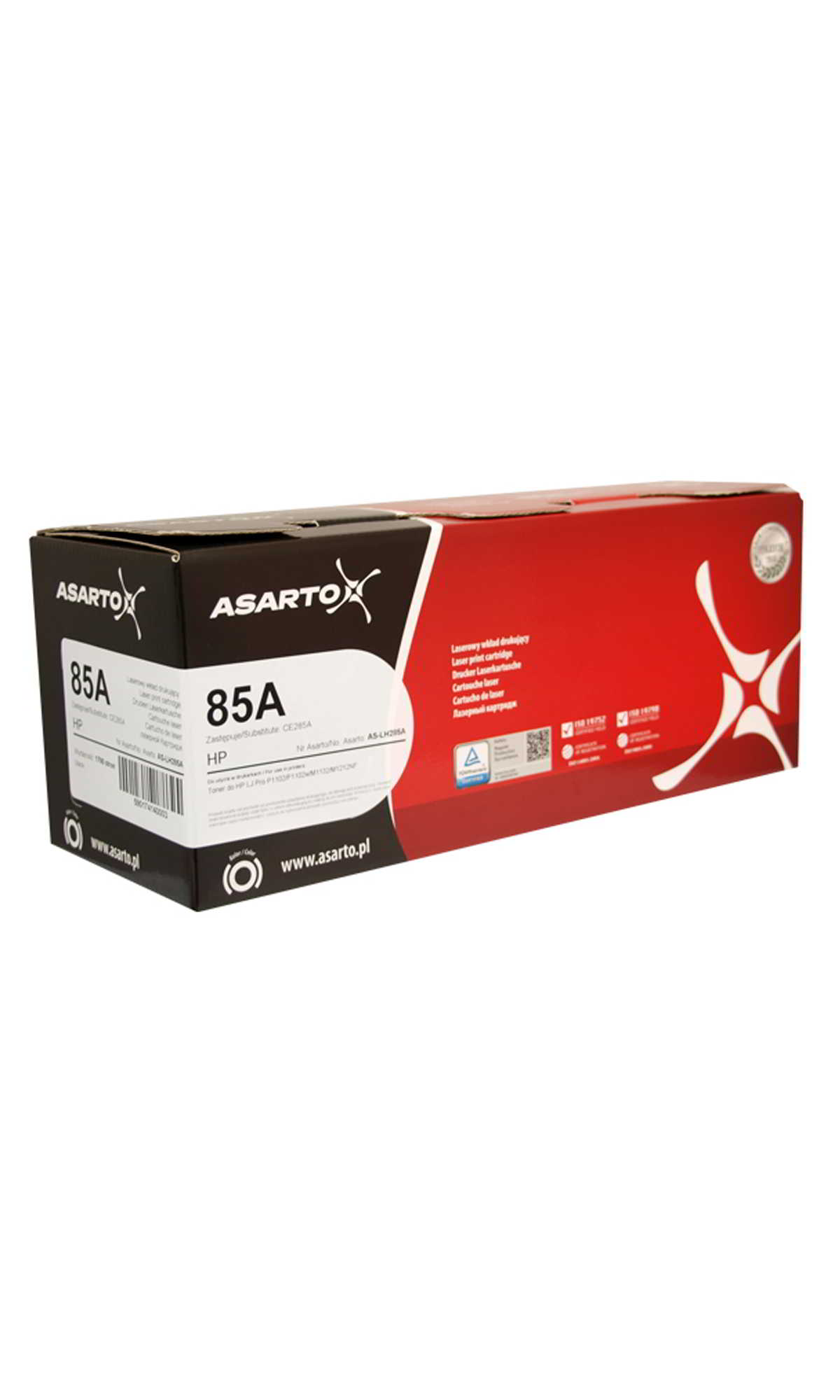 Toner HP 85A ASARTO zamiennik CE285A do drukarek HP LaserJet, opakowanie czarno-czerwone