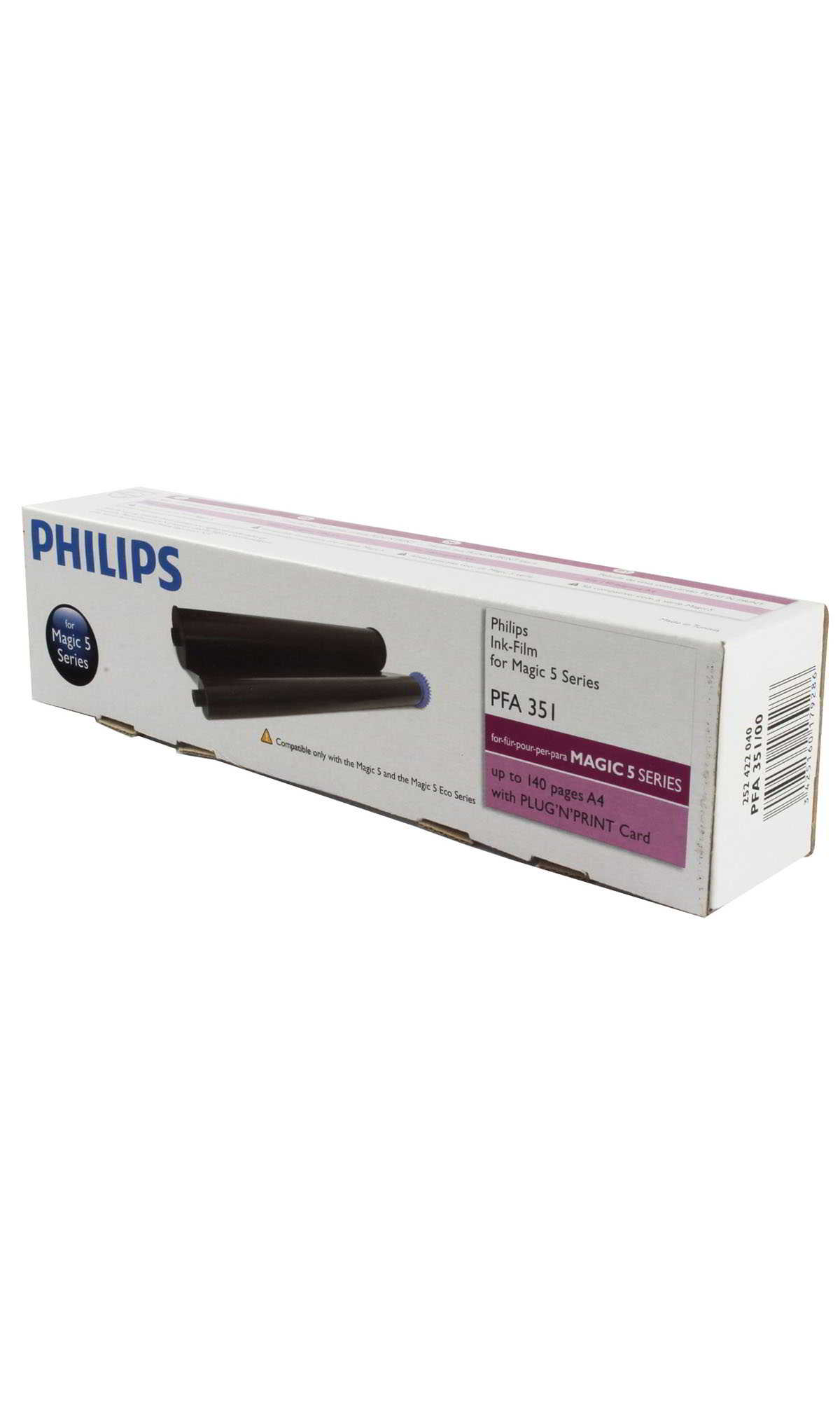 Do faxu Philips PFA 351, w opakowaniu 1 rolka, wydajność 1 x 140 stron w rozmiarze A4.

