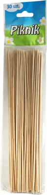 Krótkie drewniane patyczki do szaszłyków, wykonane z wysokiej jakości surowców. Dzięki swojej wytrzymałości doskonale sprawdzą się przy innych potrawach. Idealnie nadają się także na grilla. Opakowanie zawiera: 30 szt.
