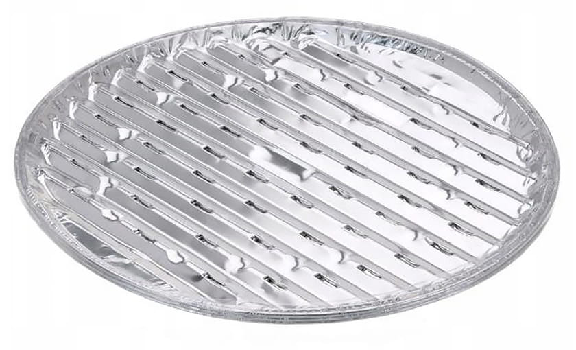 Tacka do grilla okrągła aluminiowa fi 34 cm z rowkami wentylacyjnymi, 3 sztuki w zestawie