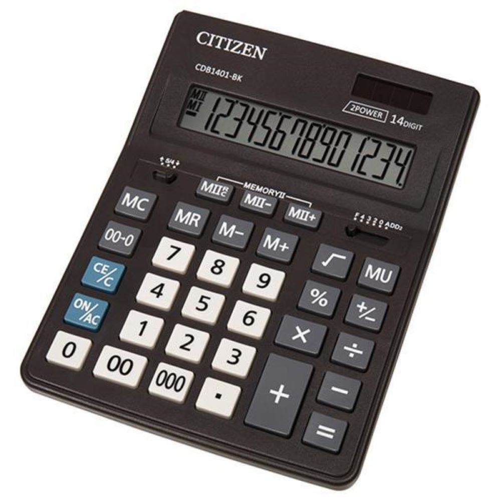 Kalkulator CITIZEN CDB1401-BK 14-cyfrowy czarny z wyświetlaczem LCD i przyciskami funkcyjnymi