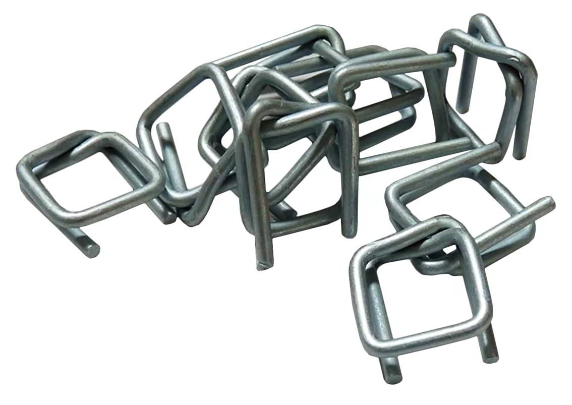 Zapinki druciane przeznaczone do spinania taśmy polipropylenowej. Wykonane z wyprofilowanego drutu o wysokiej jakości, powodującego samozaciskanie się taśmy. Szerokość: 19mm. Opakowanie zawiera: 1 000 szt.