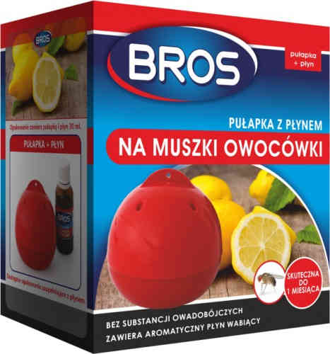 Pułapka BROS na muszki owocówki w kształcie owocu z 15ml płynem wabiącym